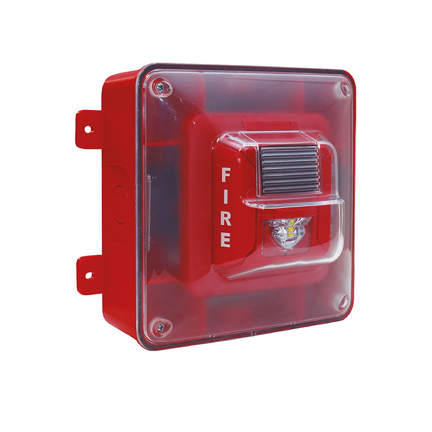 SIRENA P/EXTERIOR C/LUZ ESTROB. LED MONTAJE PARED ROJA UL/FM