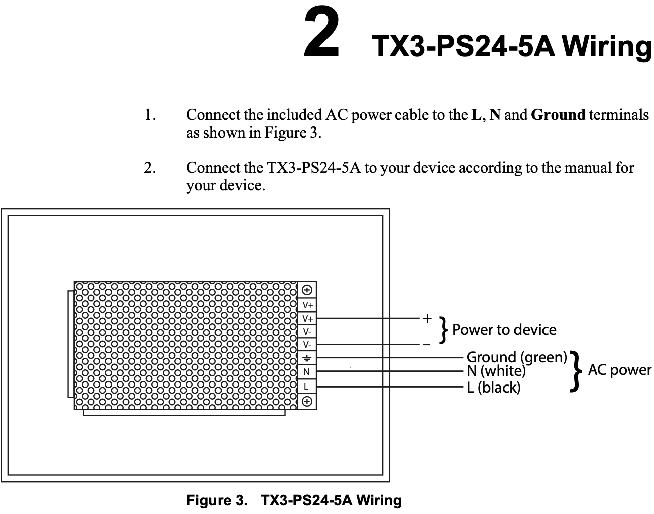 Switching power supply with chassis, 24VDC, 156 Watt, 5A