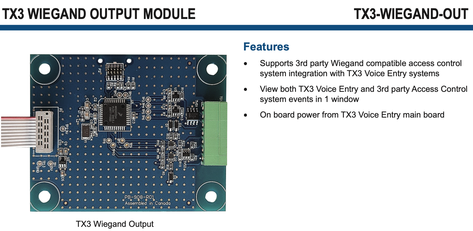 TX3 INTERFACE WIEGAND PARA INTEGRACION CON CONTROL DE ACCESO