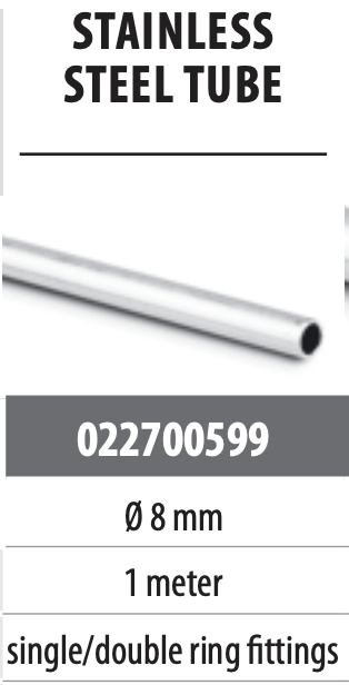 Discharge tubing / Stainless steel 316L / Ø8 / 1m