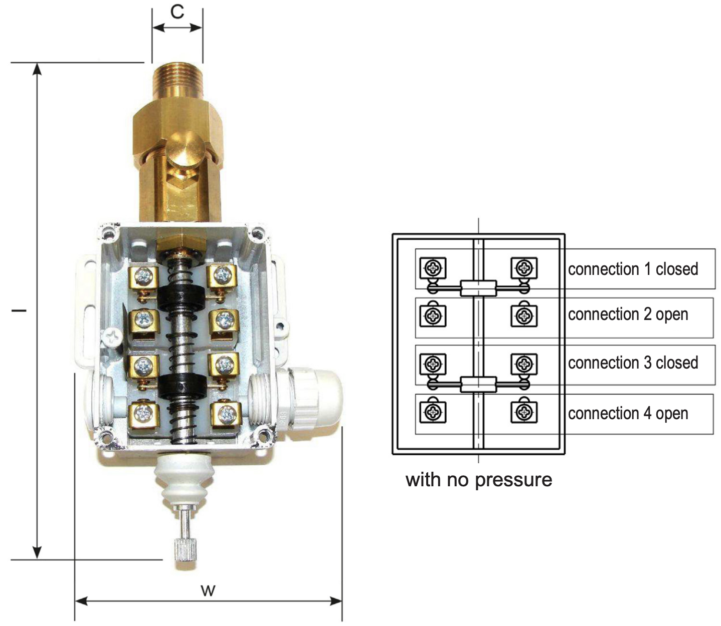 Pressure and flow detector / switch 2 Bar / BSPP G 1/2
