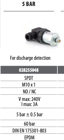 Pressure switch / 5 bar / M10x1 / SPDT