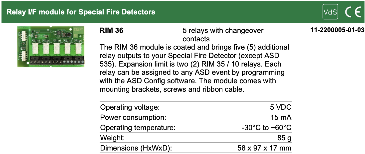 Relay I/F module for Special Fire Detectors